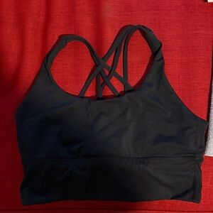 Sleek Black Strappy Sports Bra